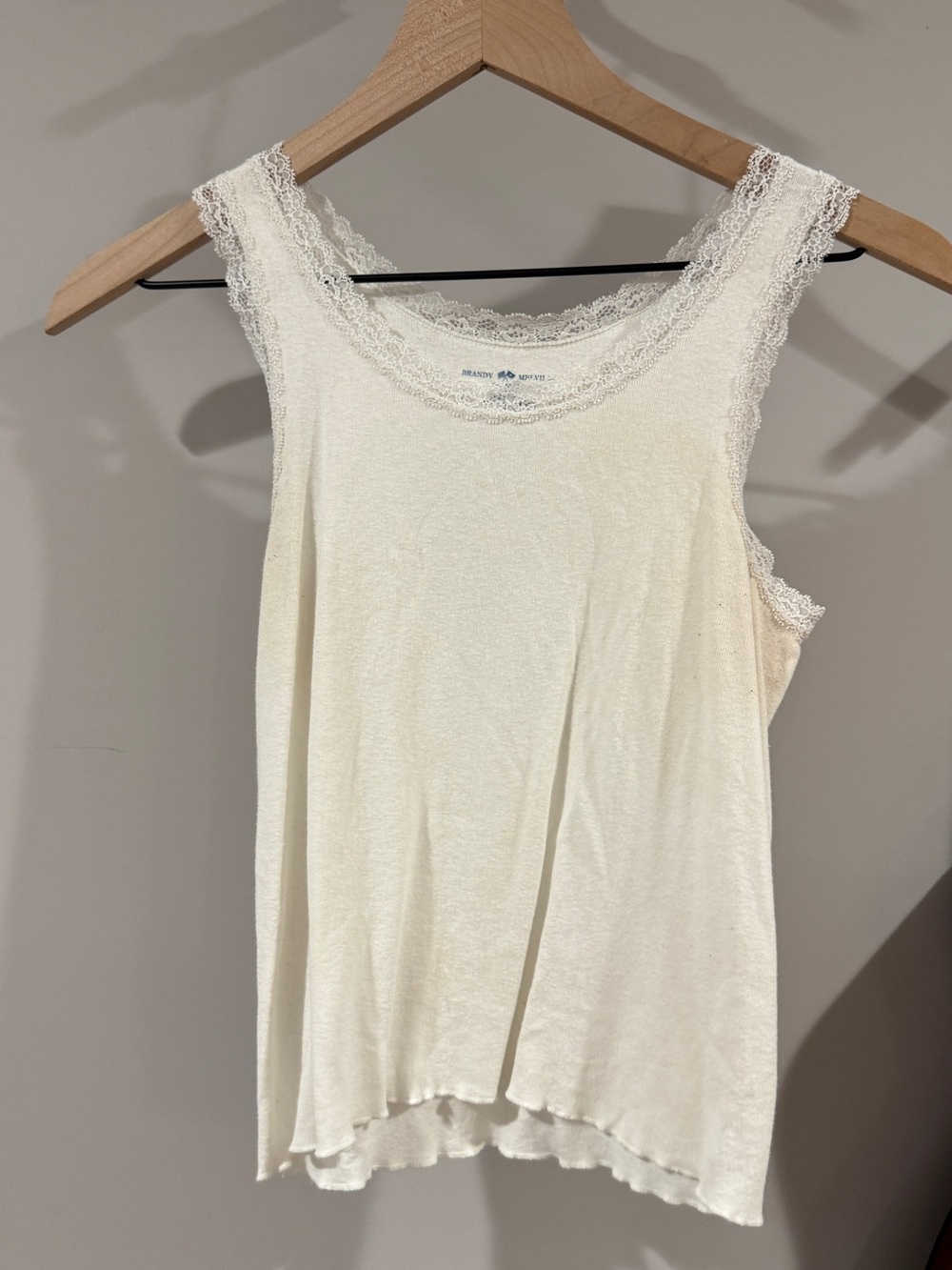 Brandy Melville Cream Lace-Trim Camisole Tank